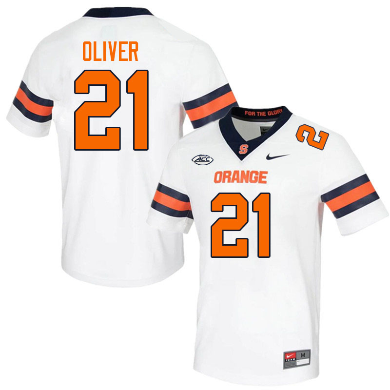 Syracuse Orange #21 Bralyn Oliver College Football Jerseys Stitched-White